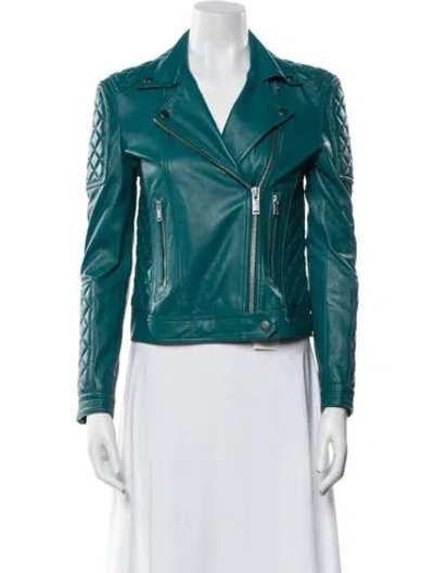 Pre-owned Sipos New York Lamb Leather Biker Jacket In Blue