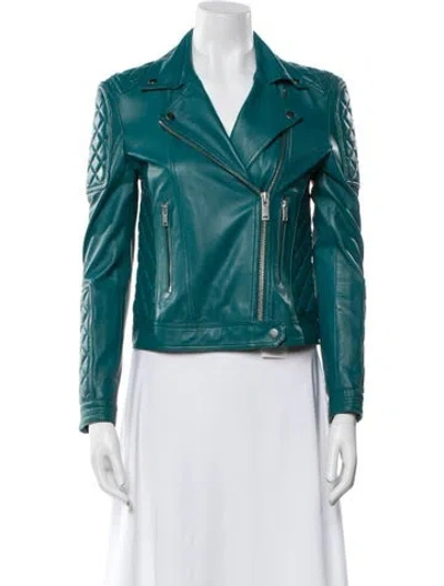 Pre-owned Sipos New York Lamb Leather Biker Jacket In Blue