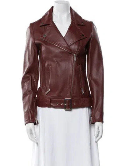 Pre-owned Sipos New York Leather Biker Jacket In Red