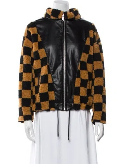 Pre-owned Sipos New York Printed Faux Fur Jacket In Black