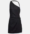 Sir Affogato Asymmetric Linen Minidress In Black