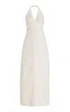 Sir Alessandra Beaded Linen Maxi Halter Dress