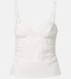 Sir Alessandra Gathered Bead-embellished Embroidered Linen Camisole In White