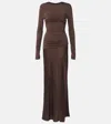 Sir Alessia Draped Jersey And Satin Maxi Dress In Braun