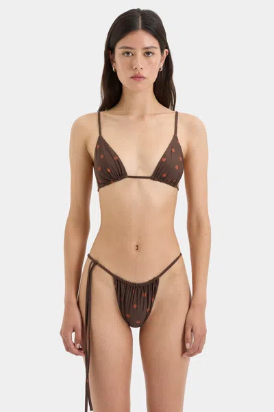 Sir Alina String Triangle Top In Chocolate Dot