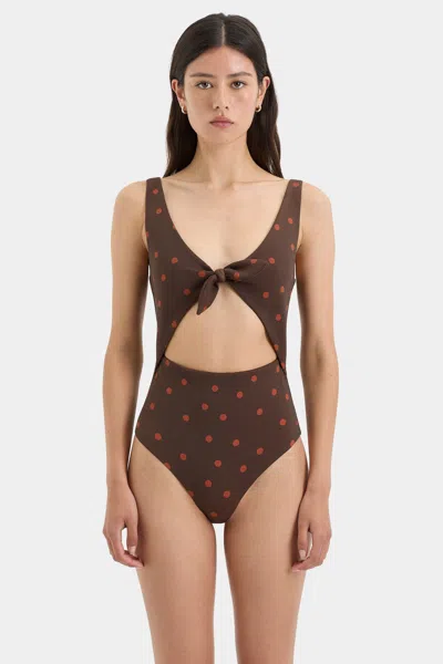 Sir Alina Tie One Piece In Chocolate Dot