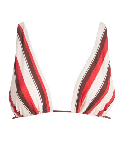 Sir . Alva Stripe Bikini Top In Red