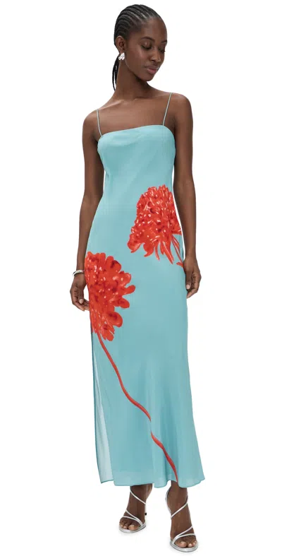 Sir Amelie Floral-print Silk-crepe Maxi Dress In Blue