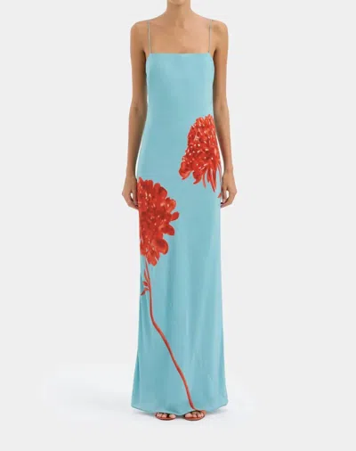 Sir Amelie Floral-print Silk-crepe Maxi Dress In Blue