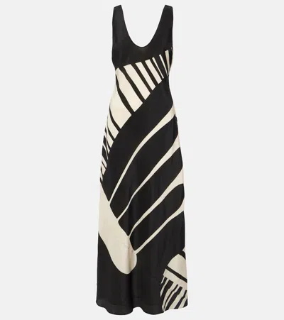 Sir Arte Printed Silk Satin Slip Dress In Black