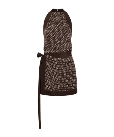 Sir Womens Astrid Halter Woven Mini Dress Tisso Plum In Brown