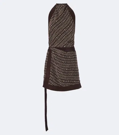 Sir Astrid Printed Open-back Minidress In Brown