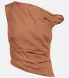 Sir Asymmetric Draped Linen Top In Brown