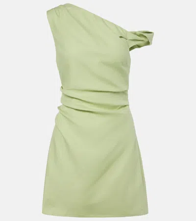 Sir Asymmetric Linen Minidress In Green