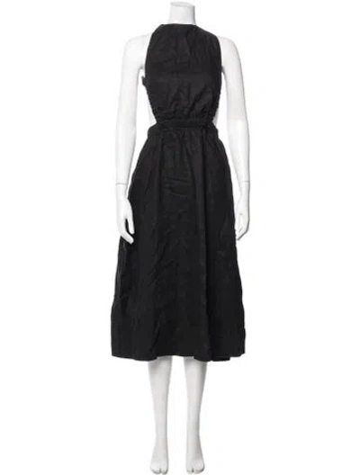 Pre-owned Sir Asymmetrical Midi Length Dress In Black
