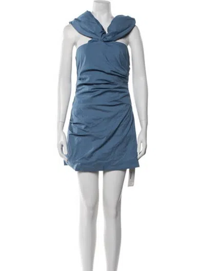 Pre-owned Sir Asymmetrical Mini Dress In Blue