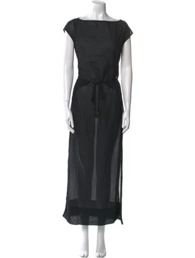 Pre-owned Sir Bateau Neckline Long Dress In Black