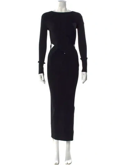 Pre-owned Sir Bateau Neckline Long Dress In Black
