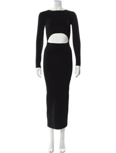 Pre-owned Sir Bateau Neckline Long Dress In Black