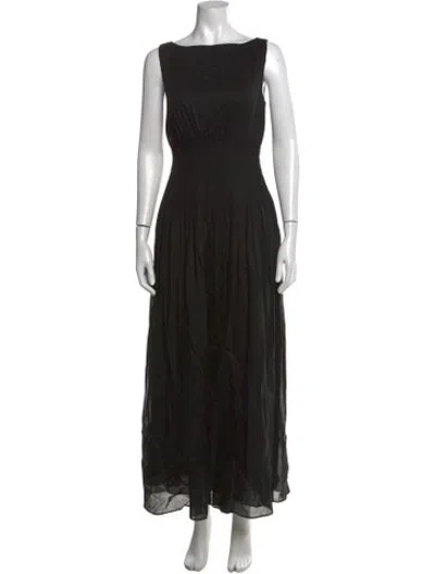 Pre-owned Sir Bateau Neckline Long Dress In Black