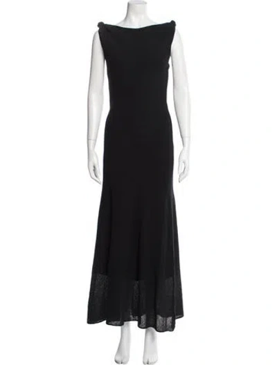 Pre-owned Sir Bateau Neckline Long Dress In Blue