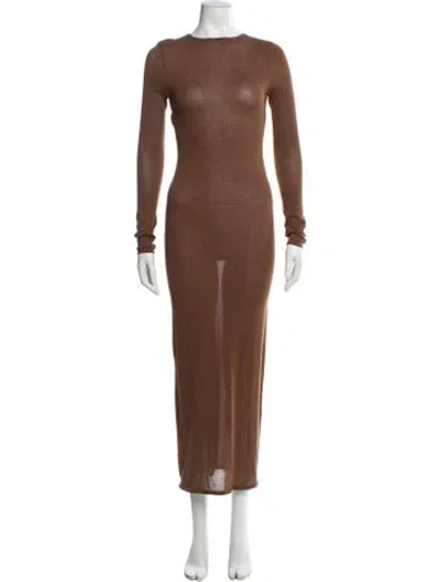 Pre-owned Sir Bateau Neckline Long Dress In Brown