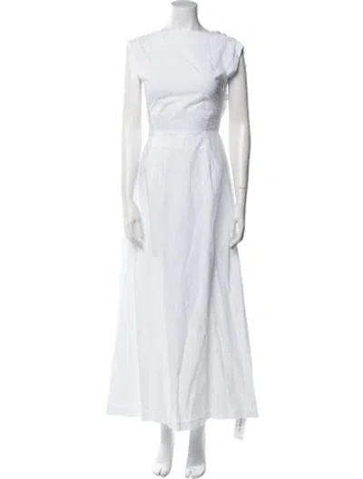 Pre-owned Sir Bateau Neckline Long Dress In White