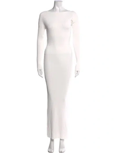 Pre-owned Sir Bateau Neckline Long Dress In White