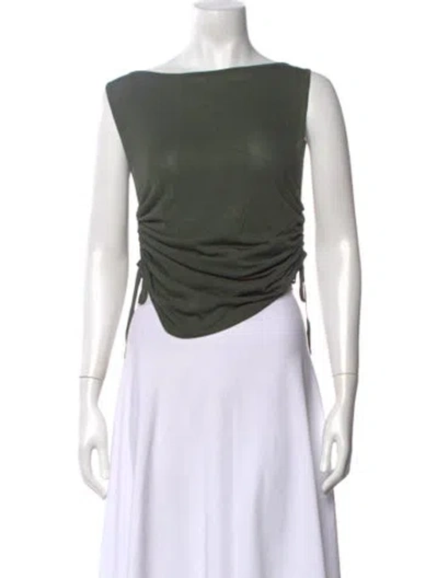 Pre-owned Sir Bateau Neckline Sleeveless Top In Green