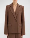 Sir Adrian Padded-shoulder Single-breasted Woven Blazer In Chocolate
