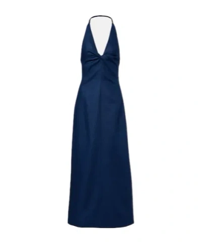 Sir Caela Halterneck Linen Maxi Dress In Black
