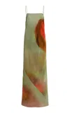 Sir Calle Printed Silk Maxi Slip Dress In Green