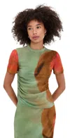 Sir Calle Silk Top Acquerello Print In Black