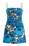 Sir Camellia Mini Dress In Floral Print In Blue
