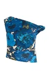 Sir Camellia Twisted Linen Top In Blue