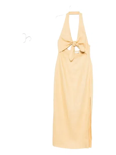 Sir Carlotta Tie-front Linen Halterneck Midi Dress In Burgundy