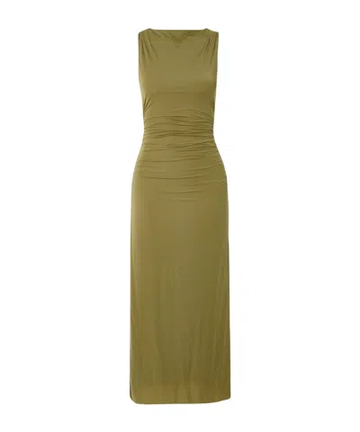 Sir Cascina Open-back Gathered Stretch-jersey Midi Dress In Green