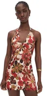 Sir Womens Flora Rosso Castella Floral Linen Mini Dress Xs In Multi