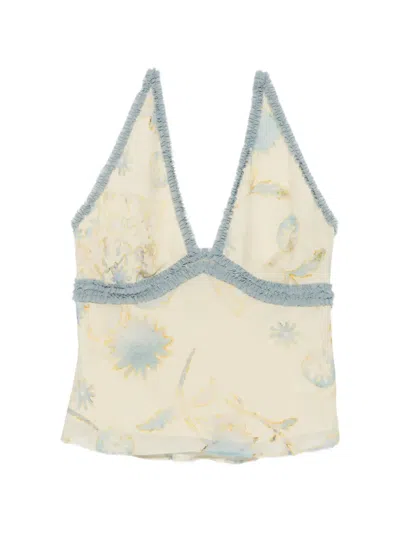 Sir Cecile Floral-print Halterneck Top In White