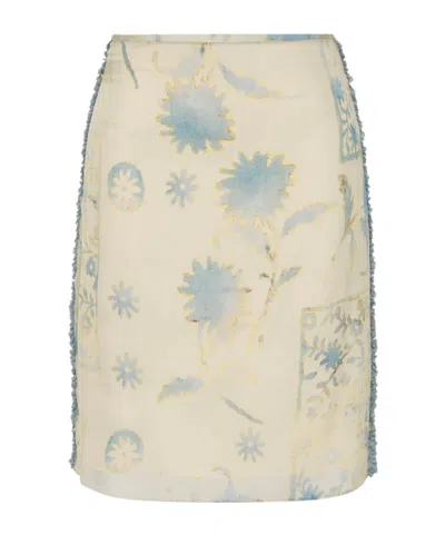Sir Cecile Ruffle Midi Skirt In Neutral