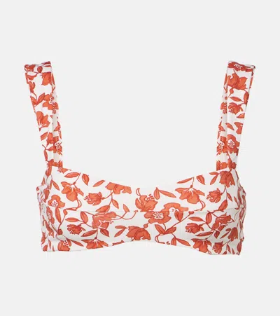Sir Chloe Floral Bandean Bikini Top In Orange