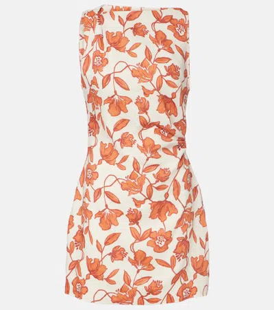 Sir Chloe Floral Linen-blend Minidress In Orange