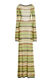Sir Coastline Open-back Striped Maxi Dress In Palm Stripe
