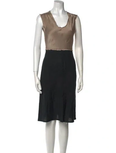 Pre-owned Sir Colorblock Pattern Midi Length Dress In Black