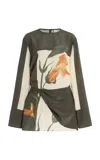 Sir Constance Twisted Silk Mini Dress In Green