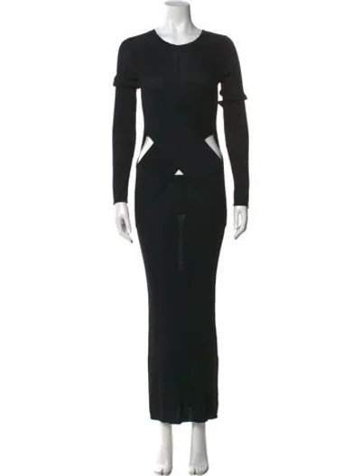 Pre-owned Sir Crew Neck Long Dress In Black