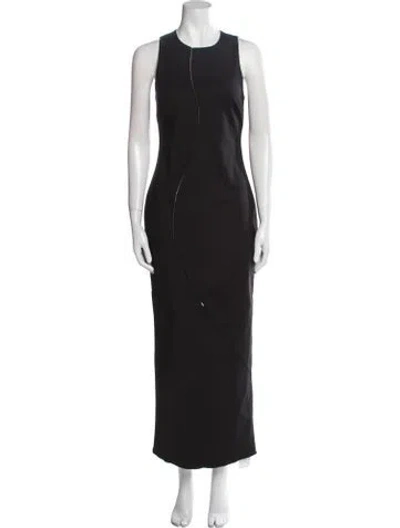 Pre-owned Sir Crew Neck Long Dress In Black