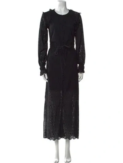 Pre-owned Sir Crew Neck Long Dress In Black