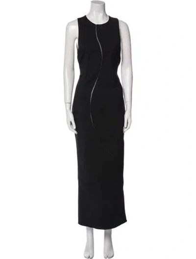 Pre-owned Sir Crew Neck Long Dress In Black