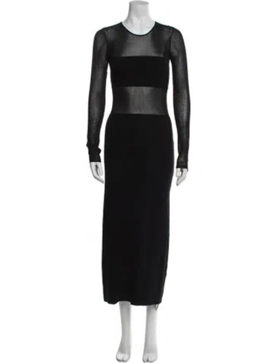 Pre-owned Sir Crew Neck Long Dress In Black